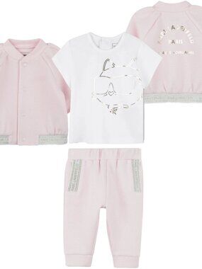Karl Lagerfeld Kids Pink Logo Tracksuit 3 Pc Set